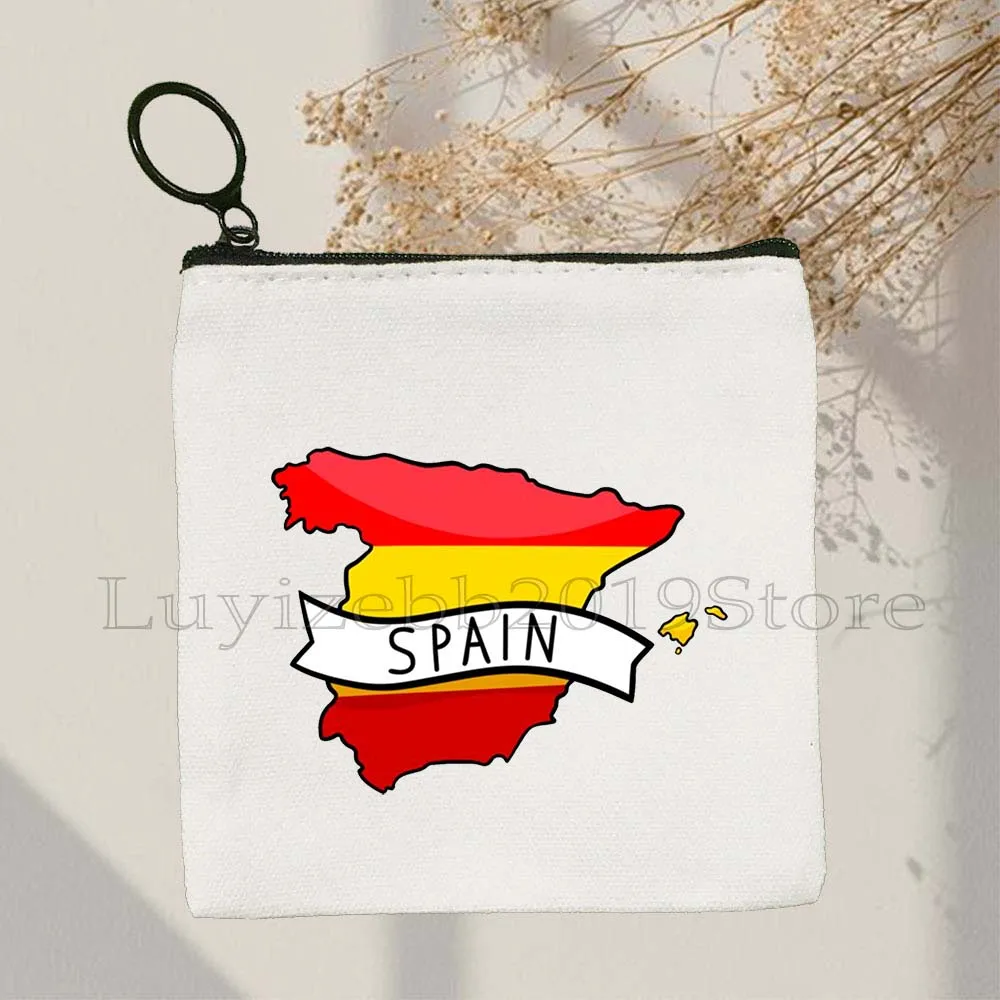 Spain Peru Portugal Haiti Kenya Poland France Switzerland Canada Turkey Ukraine Map Canvas Coin Purse Key Case Bag Zipper Pouch