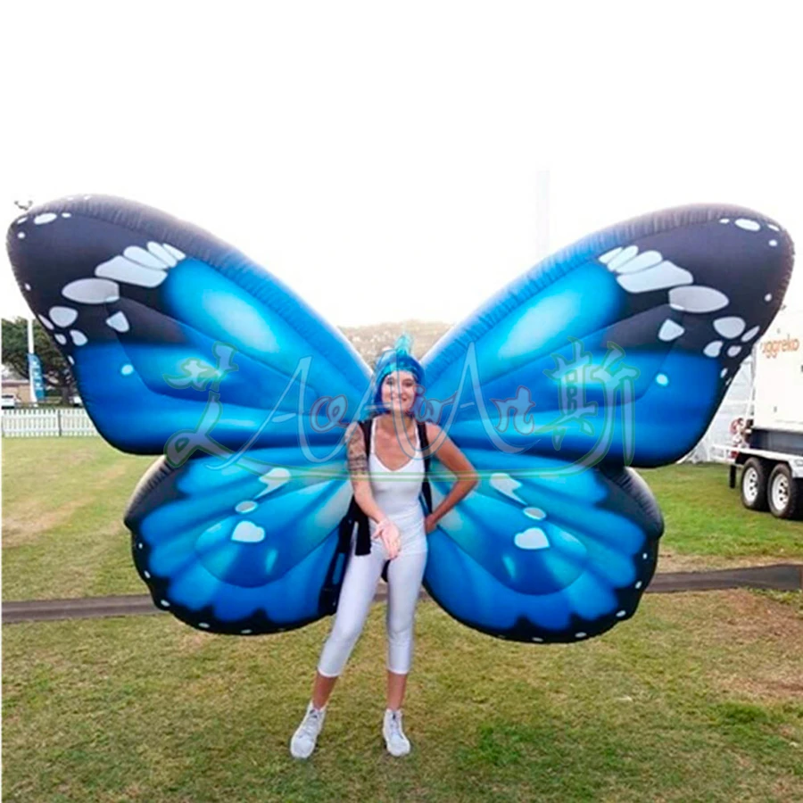 Customized 2.5m W Beautiful Colorful Inflatable Butterfly Dress Up Costume for Event Cosplay or Celebration Decoration