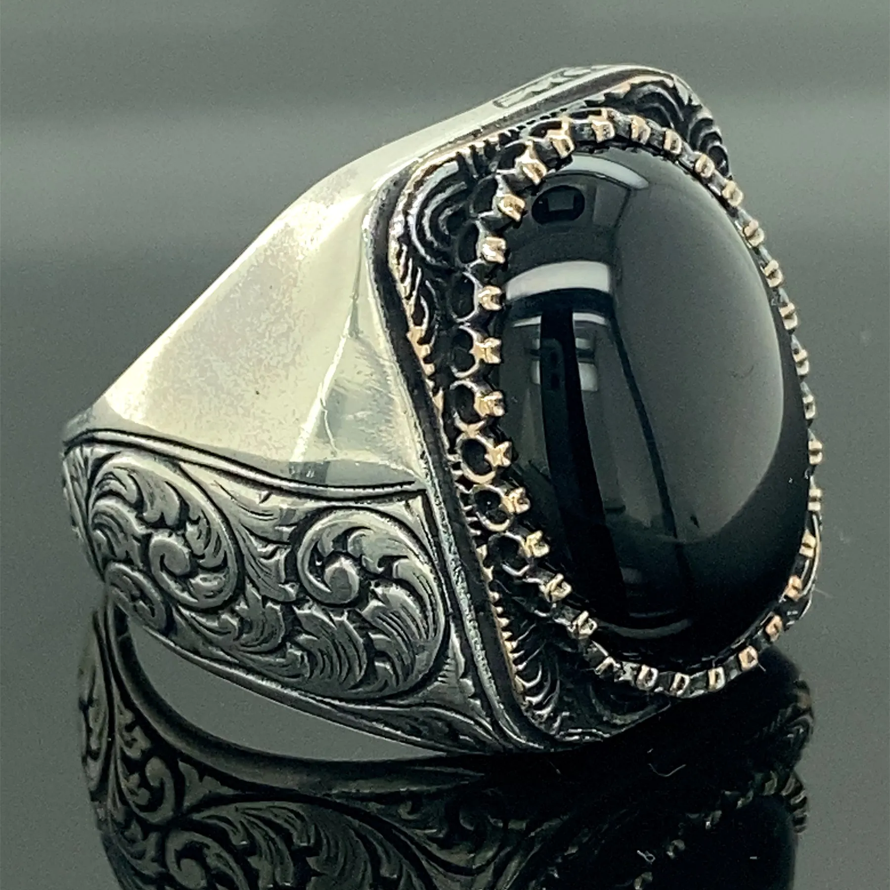 

Man Handmade Ring , Silver Onyx Stone Ring , Black Onyx Ring , Handmade Silver Ring