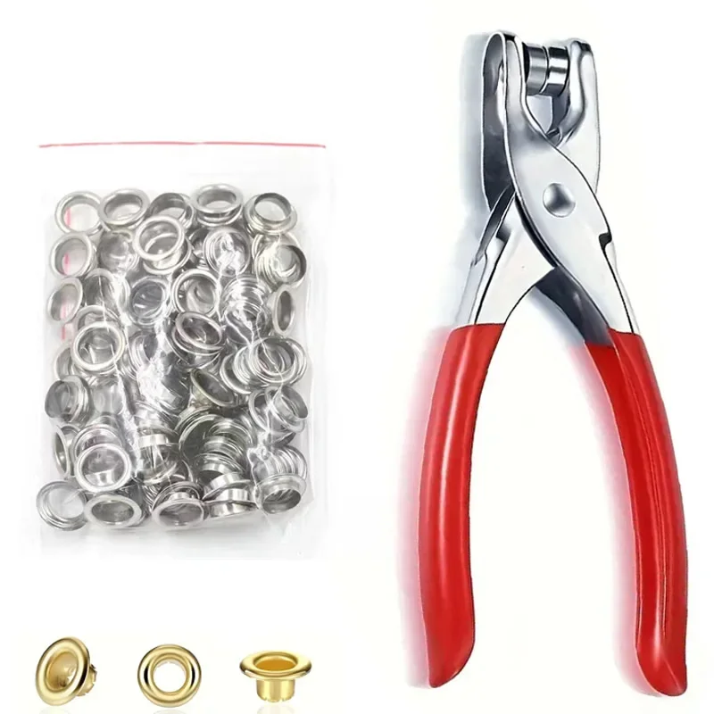 100pcs Prong Rings 4mm Buckle Buttons Metal Colour Pliers Snap Button Claw DIY Set Hand Pressure Plier Rivet Buckle Sew Tool - view 2