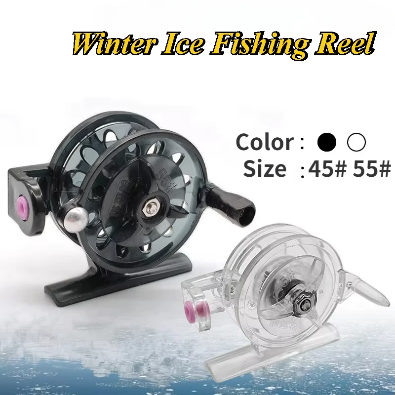 Roda de pesca no gelo de inverno 45 #   55 #   Carretel de carretel portátil mini carretel de pesca com mosca para pesca da carpa equipamento de pesca iscas ferramentas acessórios