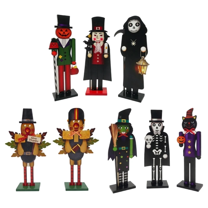 Halloween-Thanksgiving-Holzfiguren-Akzent, 25 großes Regalstück für den Innenbereich für Herbsteingang und Flurtisch, 3 x – Detail 1