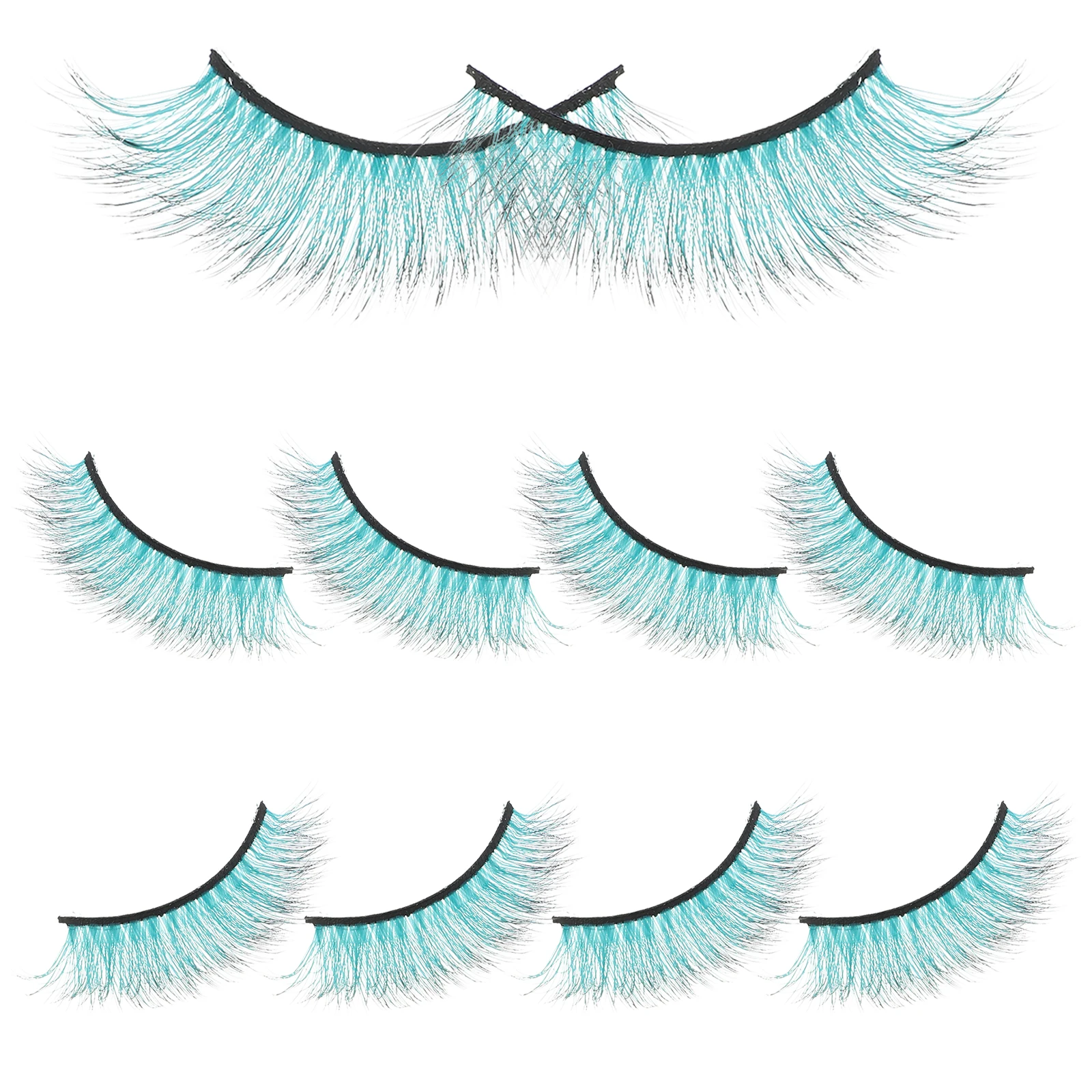 

10 Pcs Assorted Colored False Eyelashes Makeup Imitation Halloween Colorful