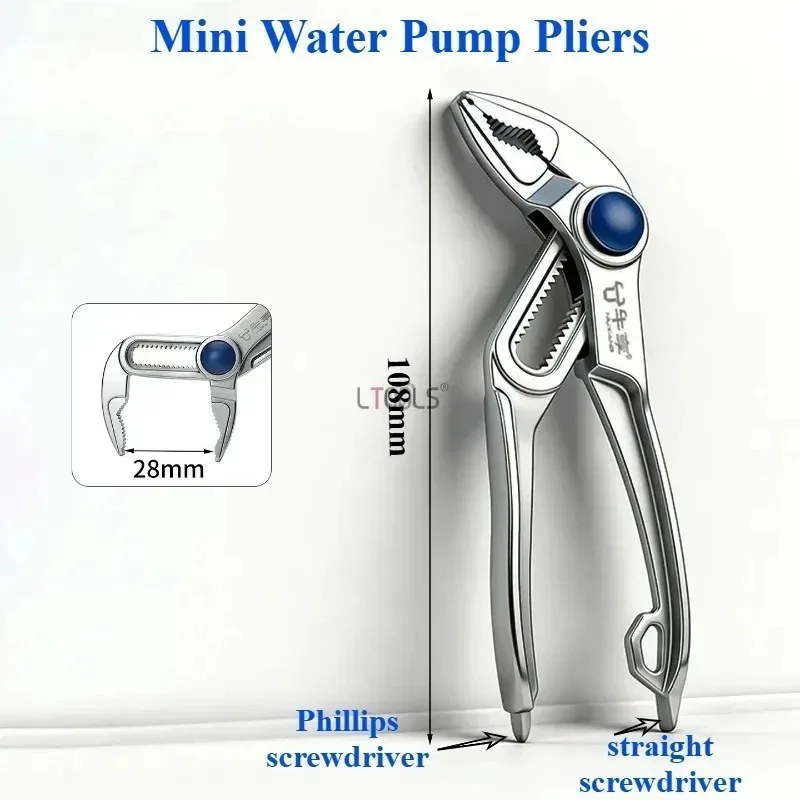 New 4 Inch Adjustable Water Pump Pliers Industrial Thickened High Hardness Pipe Pliers Multifunctional Pumping Repair Hand Tool