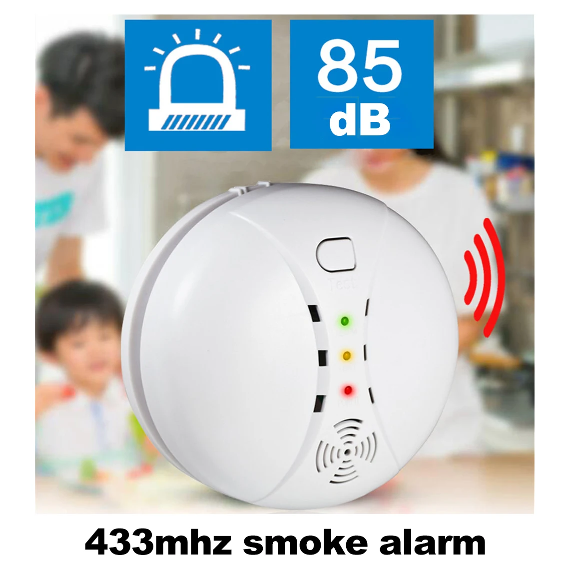 Alarma de sonido de alto Decibelio, Detector de incendios inalámbrico independiente, Sensor de humo de 433MHz para WIFI, GSM, sistema de alarma de