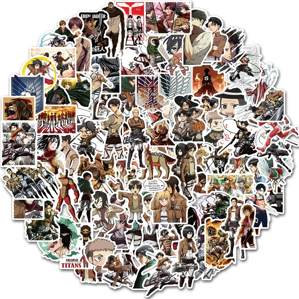 

10/30/50/100pcs Attack on Titan Anime Stickers Cool Eren Jaeger Cartoon Sticker Phone Skateboard Motorcycle Graffiti Manga Decal