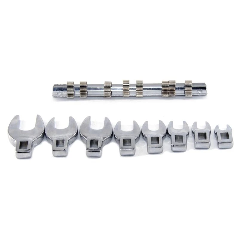 

652F Crows Feet Wrench Set 3/8Inch Drive Metric Crowfoot Wrench Set Carbon Steel 10mm 11mm 13mm 14mm 16mm 18mm 19mm 22mm