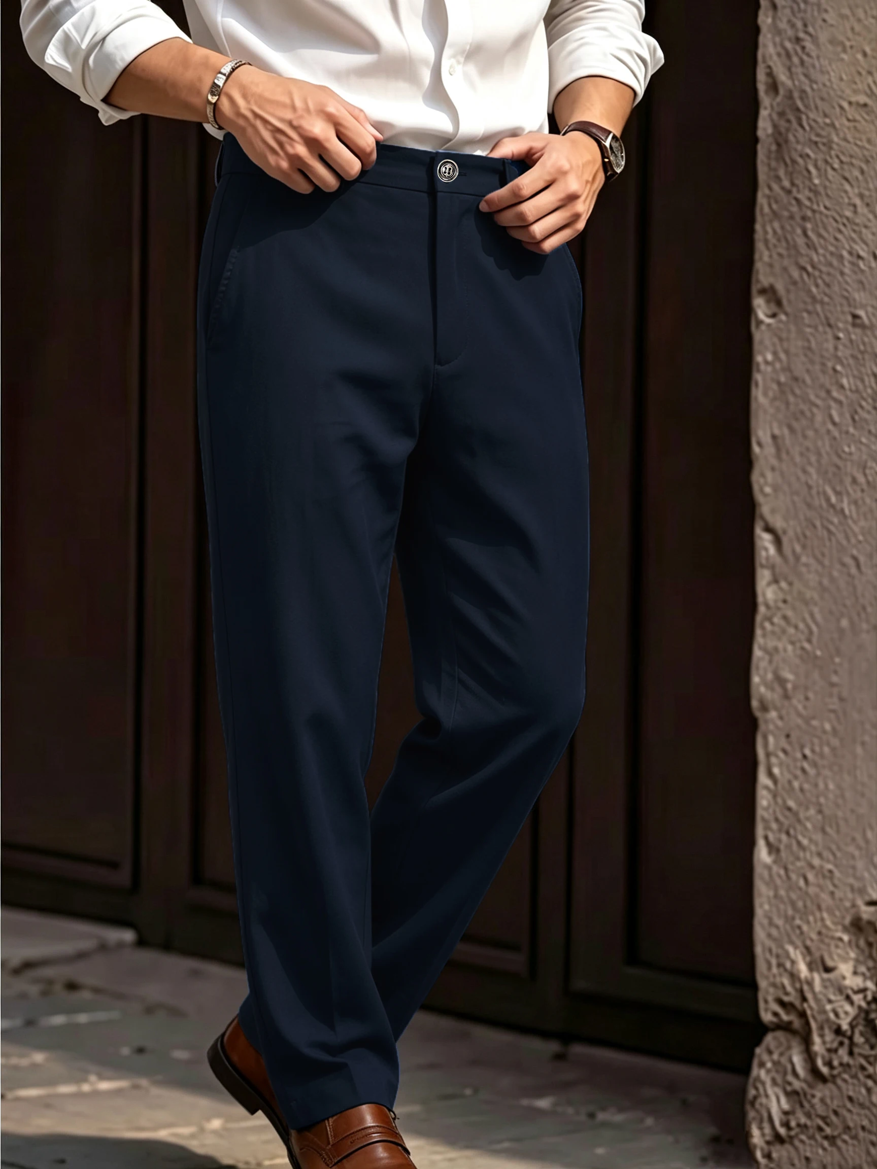 3-Pack Men's Premium Formal Dress Trousers Solid Color Multi-Pocket Button Closure Wide Color Selection for Office And Parties