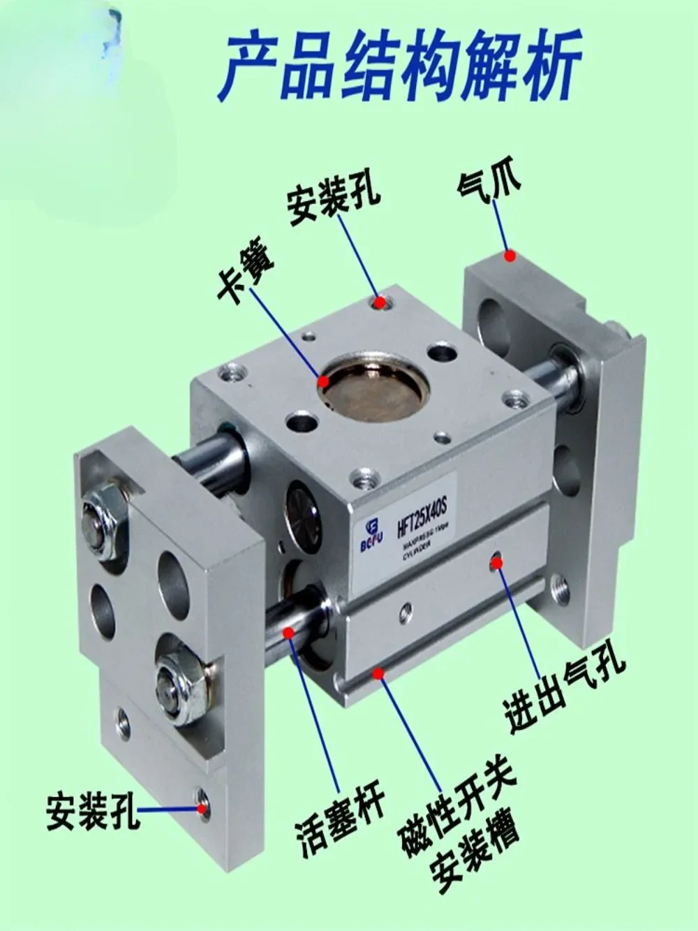 Finger cylinder HFT wide parallel opening and closing jaw MHL2-10D/16D/20D/25D/32D/40D/D1