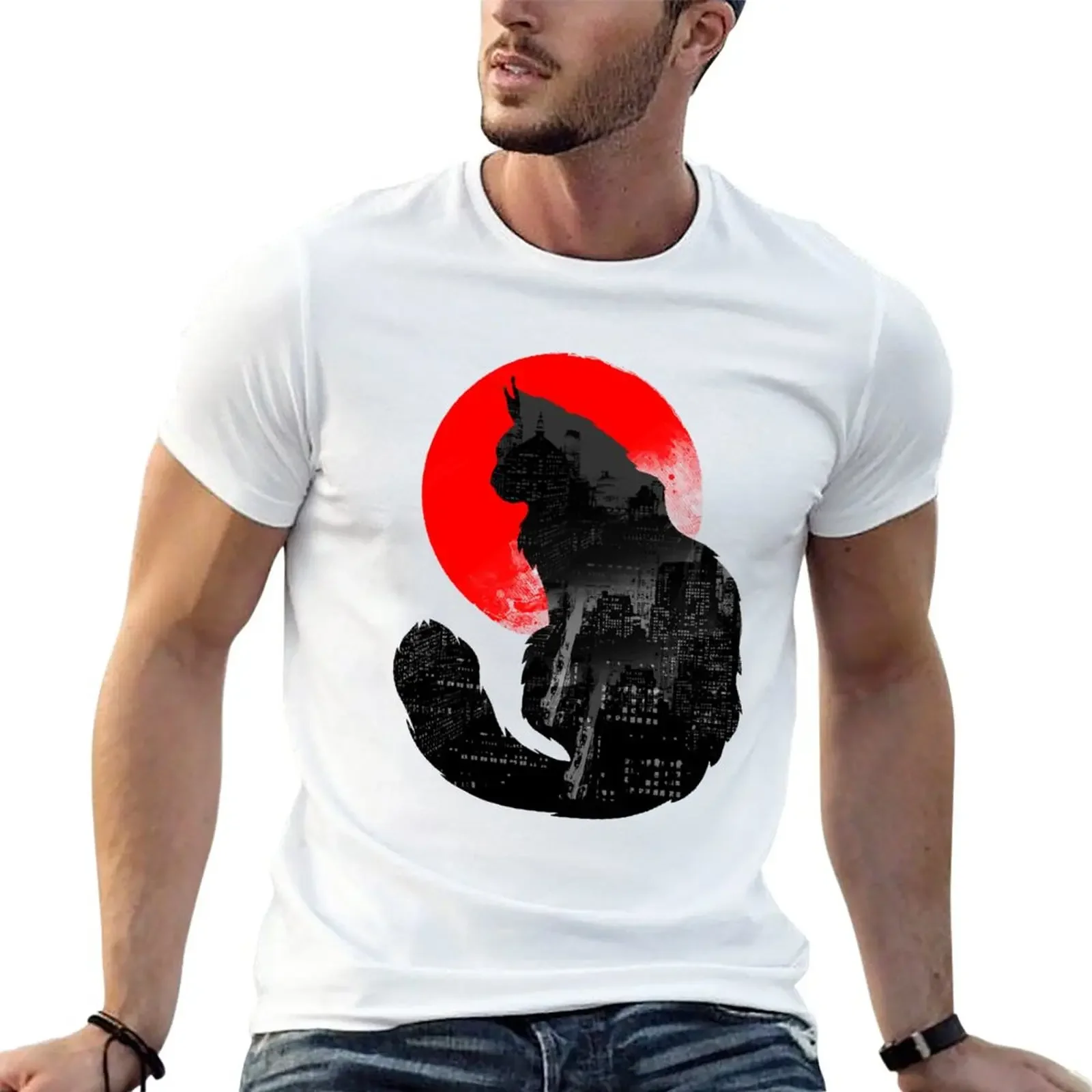 Urban Cat T-Shirt quick-drying Aesthetic clothing mens t shirts casual stylish