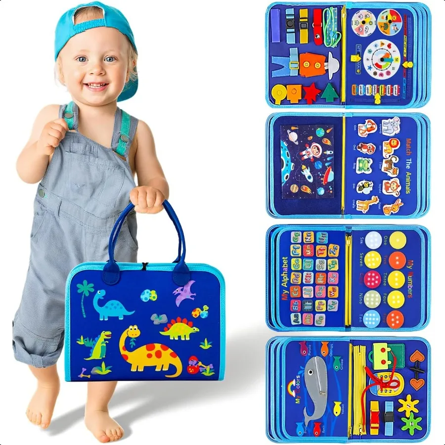 Jouets de planche occupés Montori pour tout-petits pour garçons de 1 an, cadeaux éducatifs d'apprentissage préscolaire, jouets de voyage pour tout-petits de 13 ans d'un an O