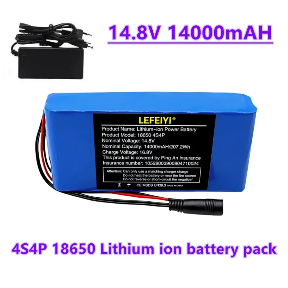 Batería de iones de litio de 14,8 V/16,8 V, 14000mAh, 18650 4S4P, 5A BMS, adecuada para luces de pesca nocturna, calentadores, Amplifi de lámpara de minería