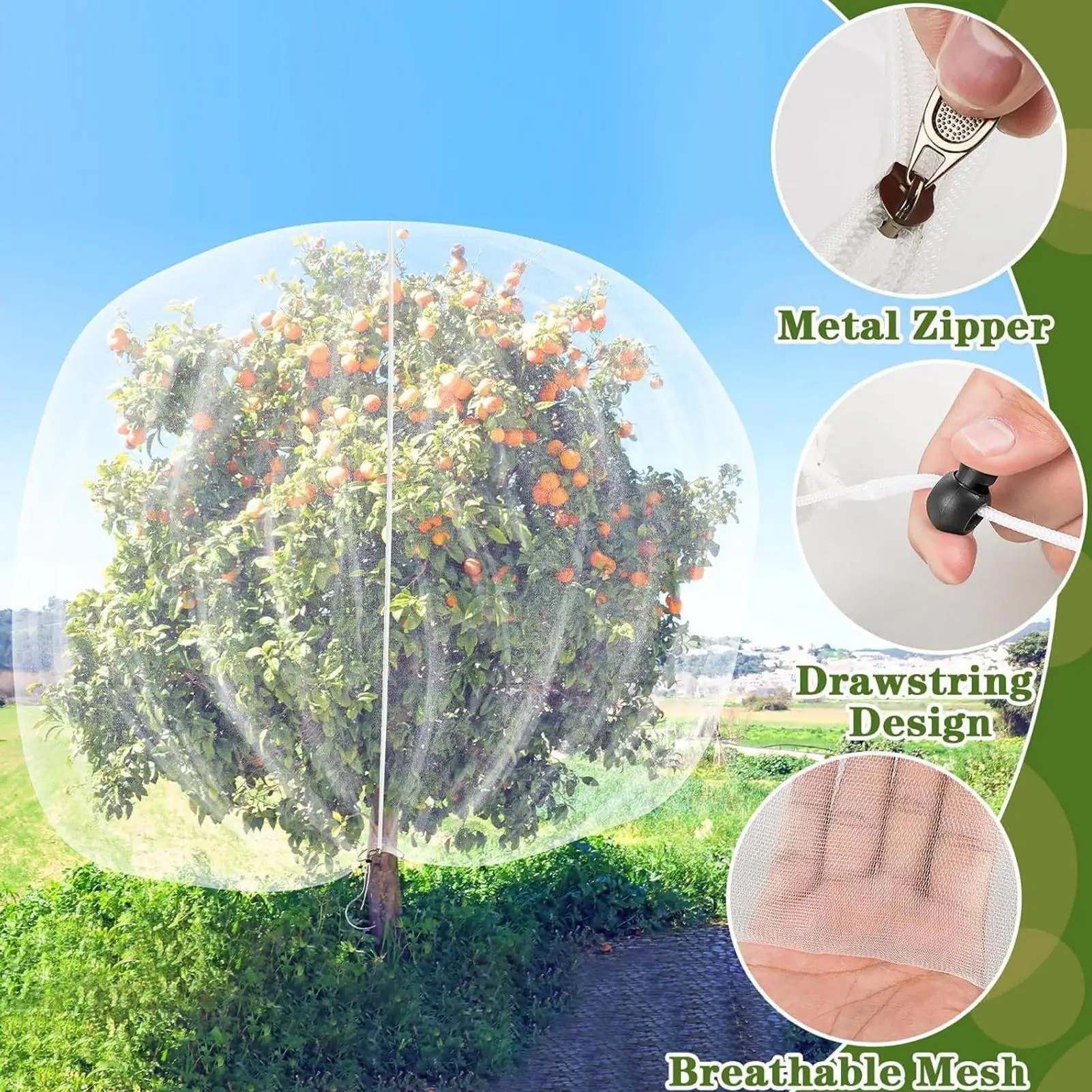 Mesh Plant Cover With Zipper Reusable Breathable Drawstring Supplies Garden Plant Covers For Outdoor Indoor Freezing Flower Pot