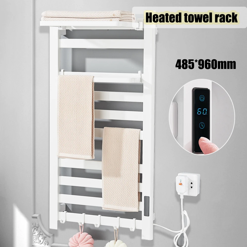 

Bathroom Electric Heated Towel Rack with Digital Display Touch Thermostatic Dry Towel Stainless Steel Heater