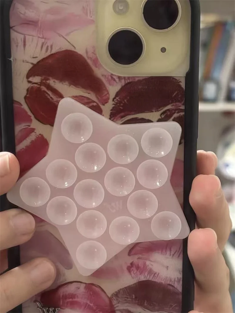Wildflower Love Sucker Sucking Disc Strawberry Phone Case For iPhone 18 17 16 15 14 13 Pro Max Star Suction Cup Stickers Cover