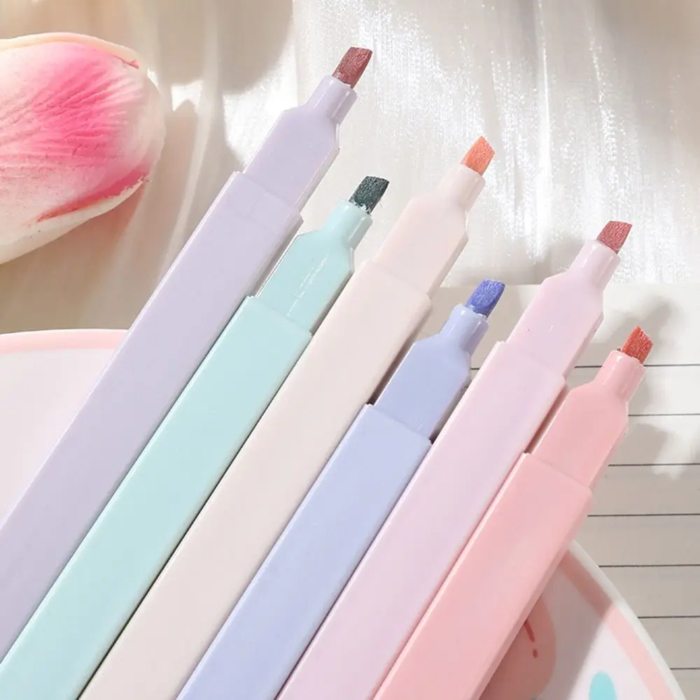 6Pcs Pastel Highlighters Cute Highlighters Pens Mild Color Highlighters Assorted Colors Highlighters Marker Pens with Soft Tip