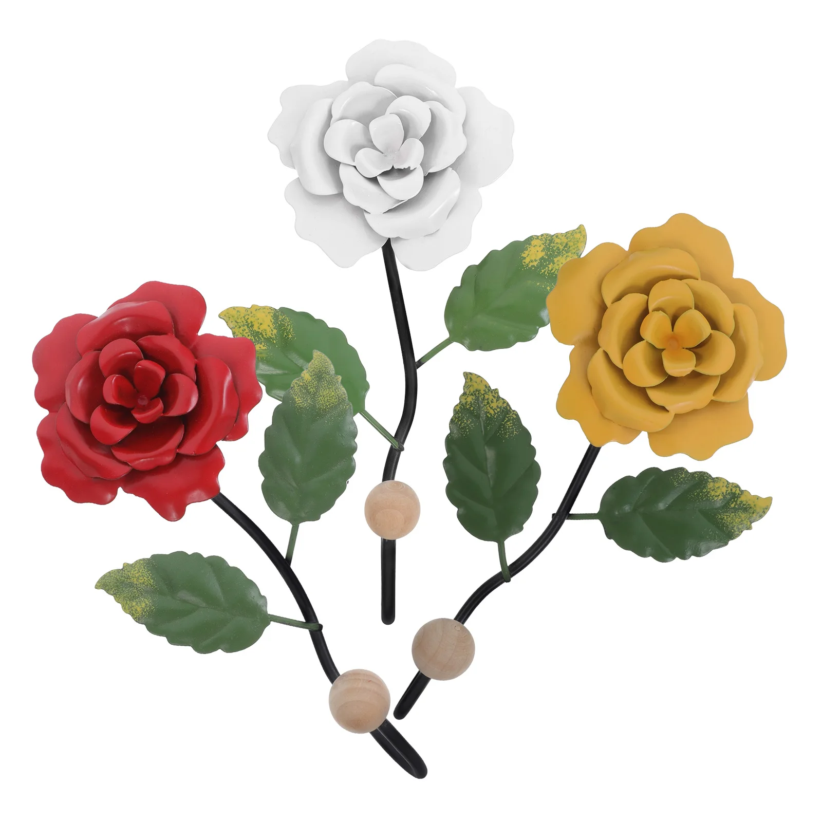 

Wall Decoration Hooks Flower Hangers Coat Rack Clothes Iron Art Wall-Mounted Hooks Durable Multi-Color No Drilling for Kitchen