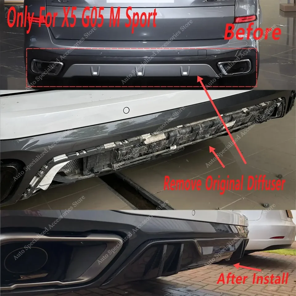 グロスブラックMPスタイルリアバンパーリップエクステリア