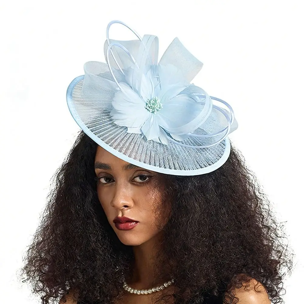 Hairpiece Mesh Flower Headband Elegant Vintage Floral Fascinator Headband Flower Fascinator Sinamay Fascinator Hair Accessories view 3
