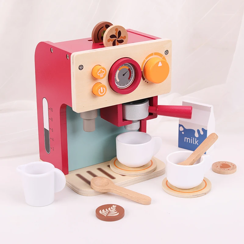 Holz Küche Pretend Spielen Spielzeug Simulation Holz Kaffeemaschine Baby Früh Lernen Pädagogisches Spielzeug Kind der Urlaub Geschenk