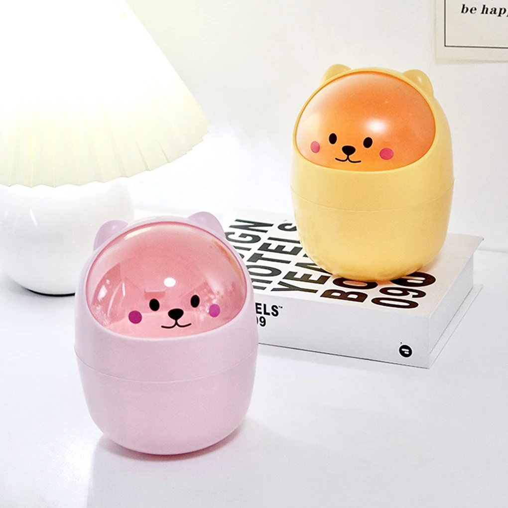 Trash Can Desk Bin  Rubbish Storage Bin  Cute Wastebasket with Mini Garbage Organizer  for Kitchen Car Dust Bin