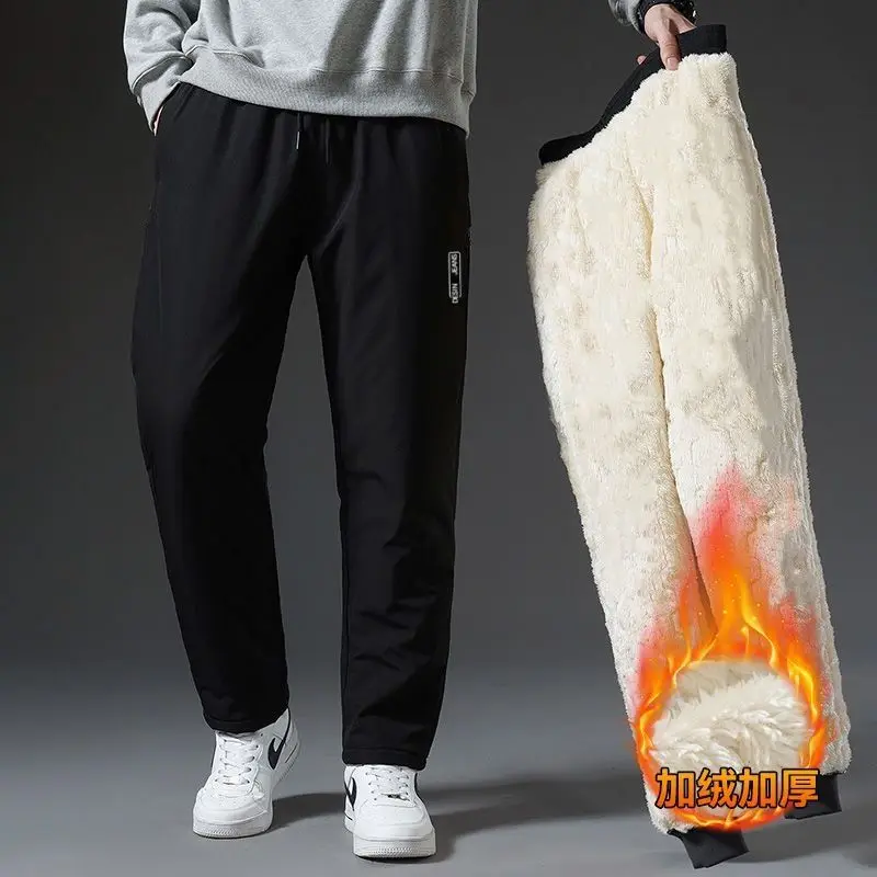 Men's Winter Warm Sports Pants Waterproof Outdoor Thick Cashmere Pants High Quality Casual Sports Outside Large Size Sweatpants