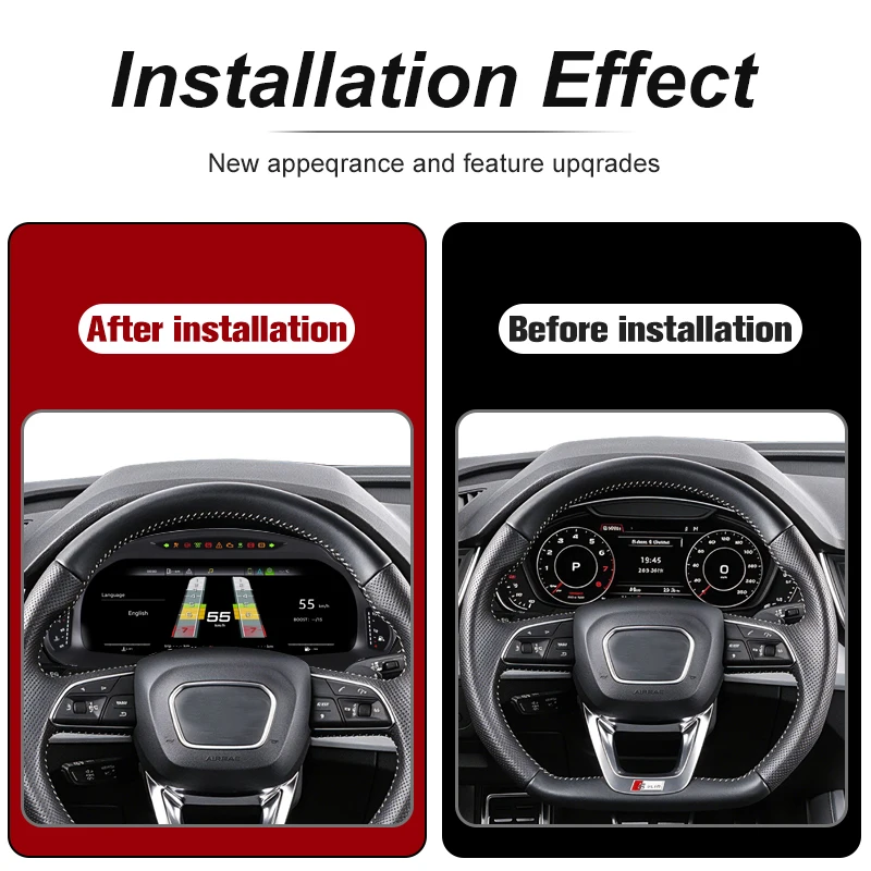 12.3-inch Digital Instrument Cluster For Audi Q5 (2009–2018), Featuring In-car LCD Speedometer Display, With Wireless Android Auto CarPlay, LCD Speedometer Display