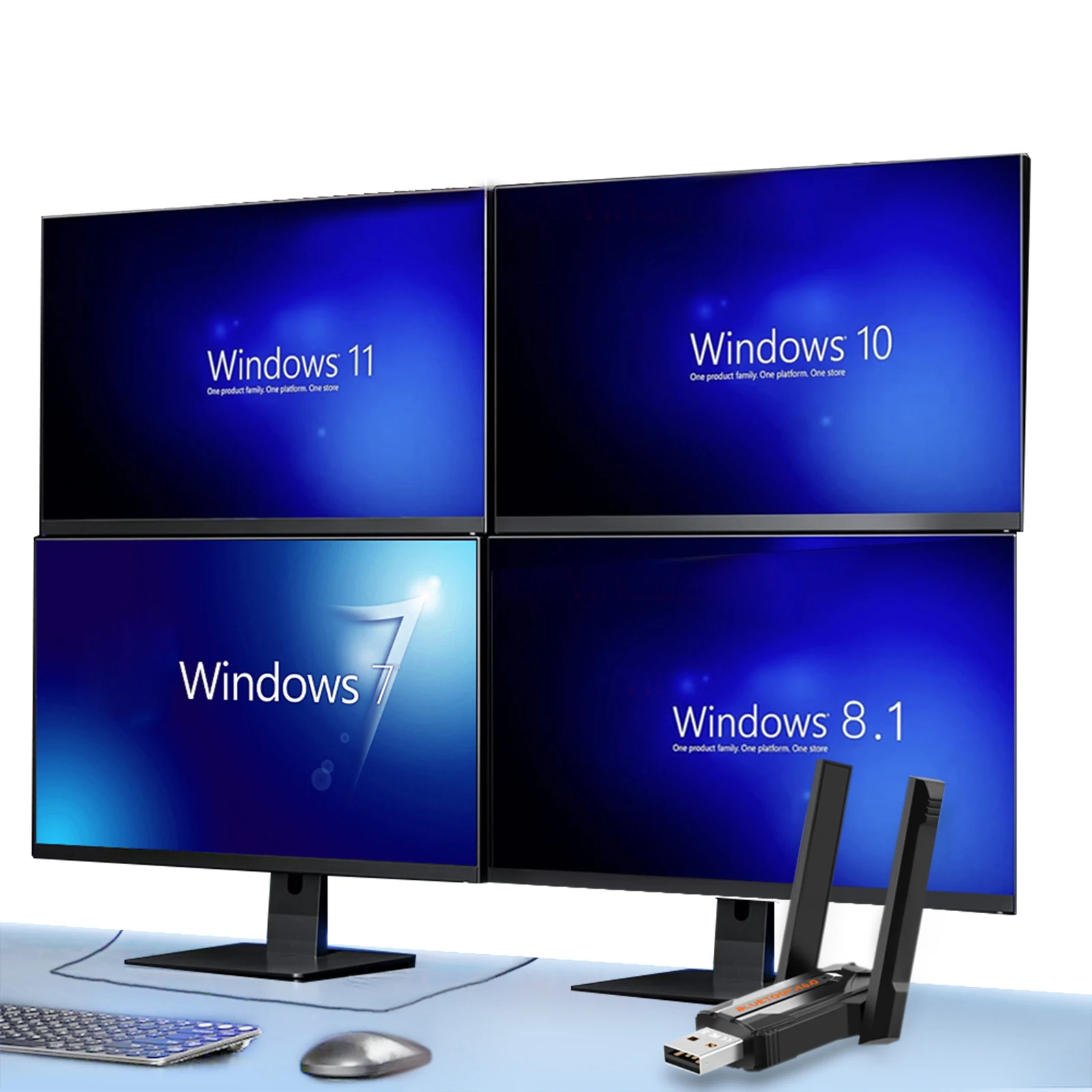 

USB BT Adapter Driver-Free Wireless Dongle Reconnect 7 Devices Simultaneously for Headphone/Keyboard/Mouse/Speakers/Printer