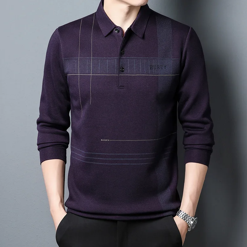 

Exclusive for Cross-Border Young Men's Lapel Long-Sleeved T-shirt Loose Casual Men's Clothing Bottoming Shirt Polo Shirt