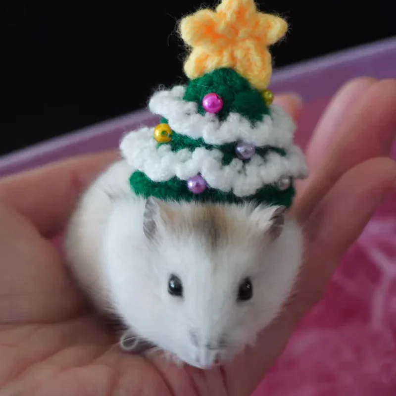 Hamster Christmas Costume Guinea Pig Mini Small Pet Items Hat Scarf Headwear Pet Outfits for Chinchilla Rabbit Bunny Accessories