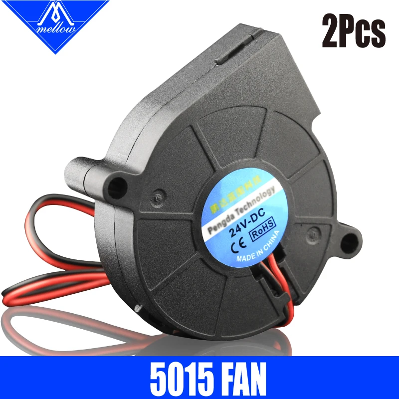 Mellow 2 pcs/lot 3D Printer Fan 5015 12V/24V 0.15A Sleeve Bearing Brushless for Reprap  i3 DC Cooling Fan Turbo fan 5015S