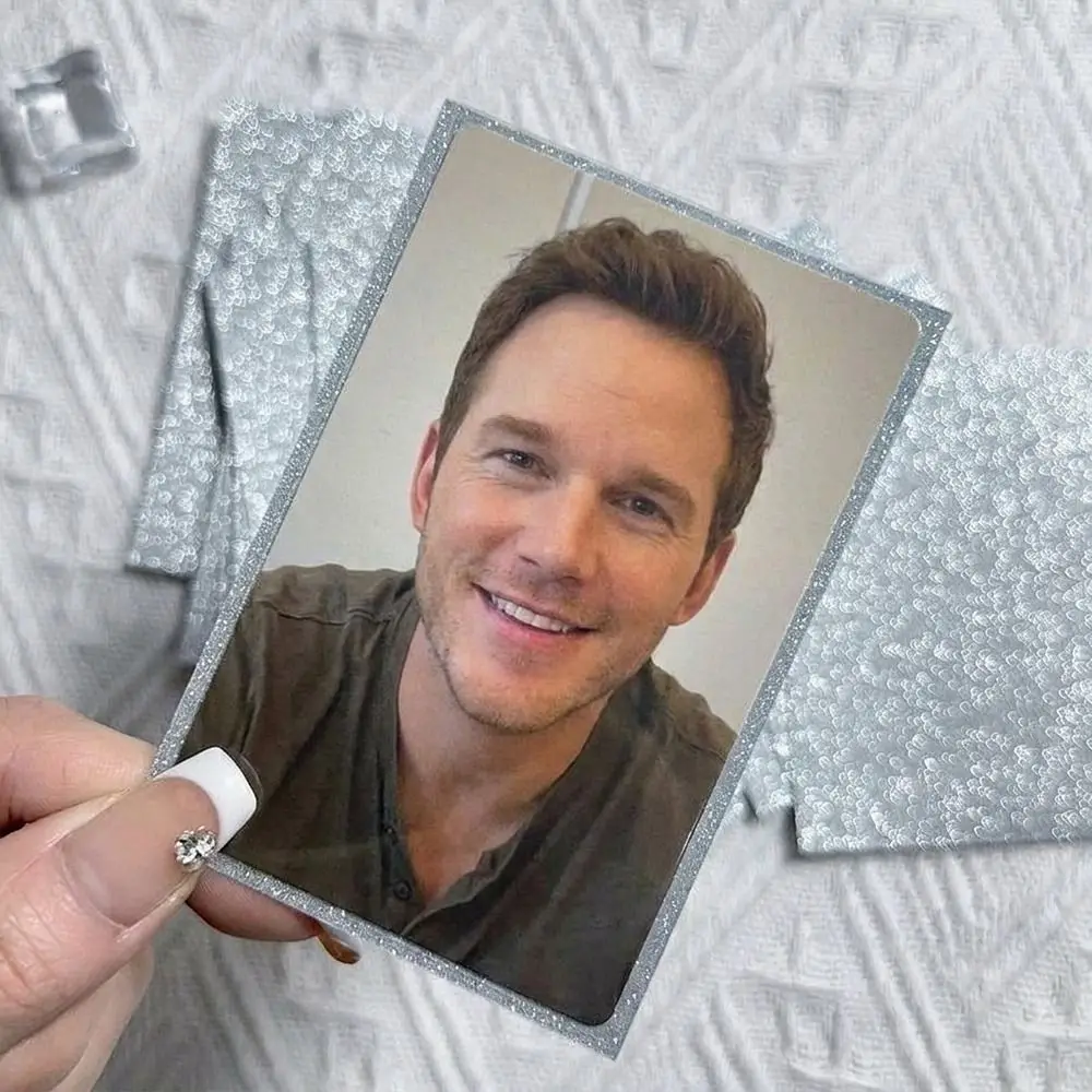 50pcs High Quality Silver Photocard Sleeve Anti-Scratch Holographic Shining Card Protectors Glitter Card Cover Photocard