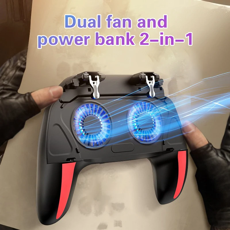H10 gaming handheld grip controlador de jogo joystick gamepad para pubg gatilho ventilador refrigeração refrigerador telefone alimentado por usb 5000mah bateria