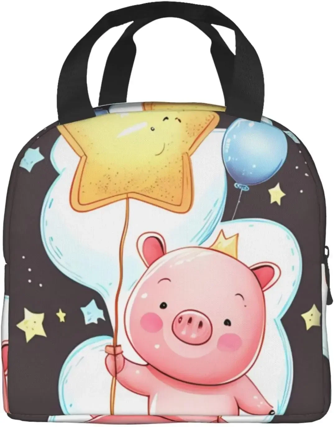 Pig With  Balloon Insulated Lun Bag Thermal Freezable lun Tote Waterproof Bento Lu n Box  Women Men