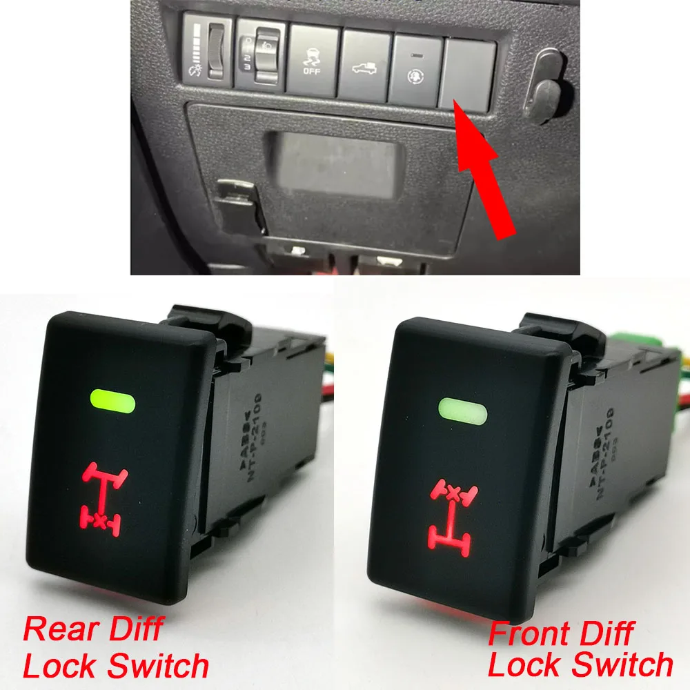 For Isuzu D-MAX 2015 - 2019 Car LED Light Rear Diff Lock Switch Button Differential Lock Control Switch with Connection Wire
