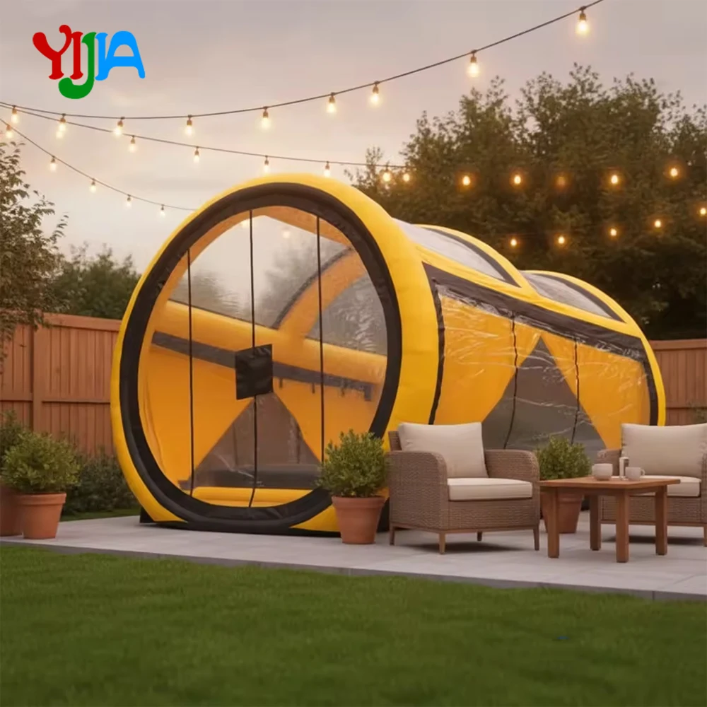 Inflatable Camping Pod Transparent Air Tent  Outdoor Glamping, Quick Setup Portable Lightweight Camping Cabin with 360° For Trip