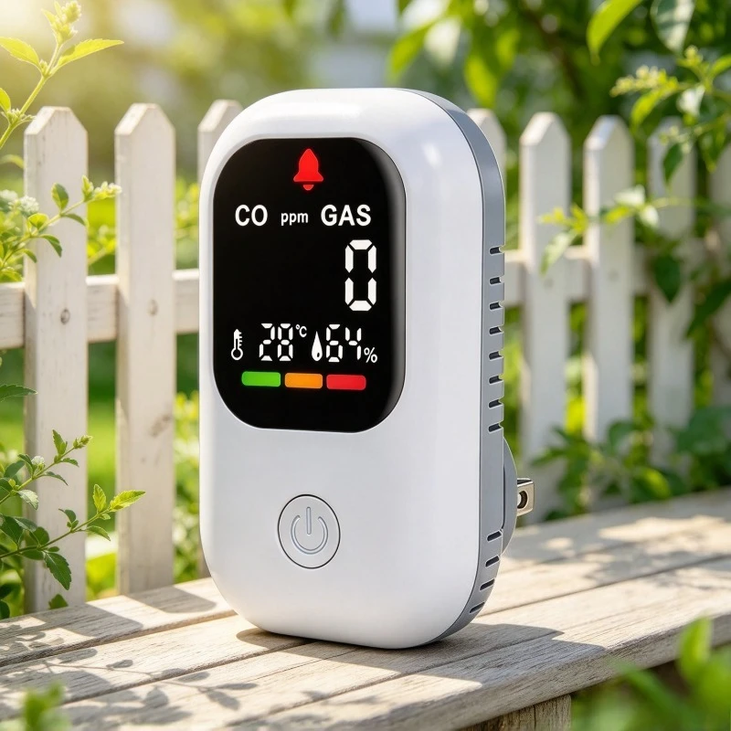 Plug-in Carbon Monoxide Combustible Gas Temperature Humidity Air Quality Detector Flame Retardant Indoor Home Safety Monitor