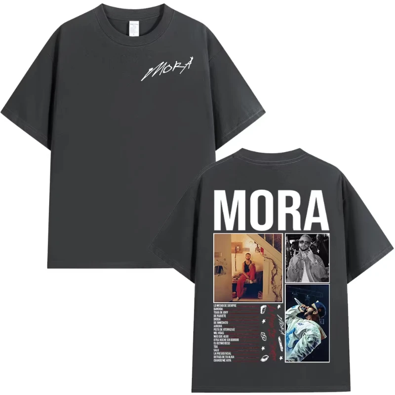 تي شيرت Mora Lo Mismo De Siempre 2025 ألبوم Merch تي شيرت للرجال والنساء ملابس قطنية صيفية مريحة بأكمام قصيرة تي شيرت كبير الحجم