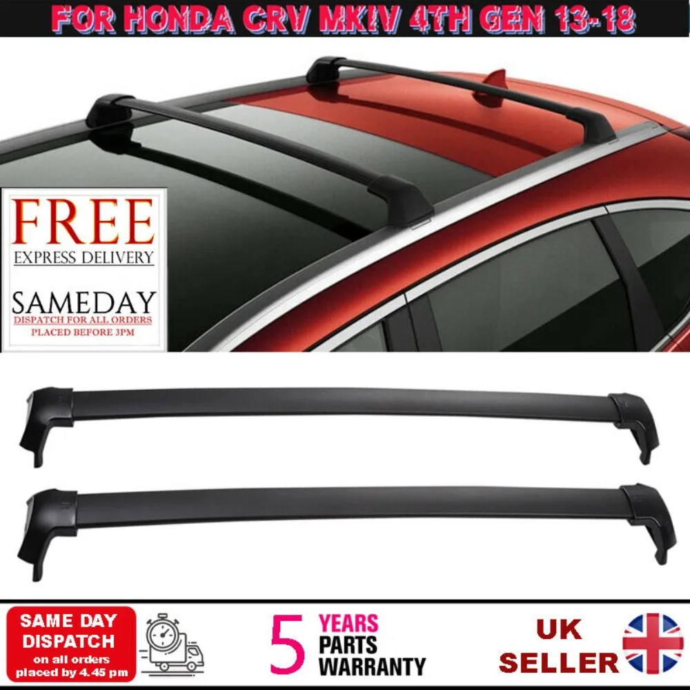 FOR HONDA CRV MKIV 4TH GEN ALUMINIUM BLACK ROOF CROSS RAILS BARS FIT 2013-2019