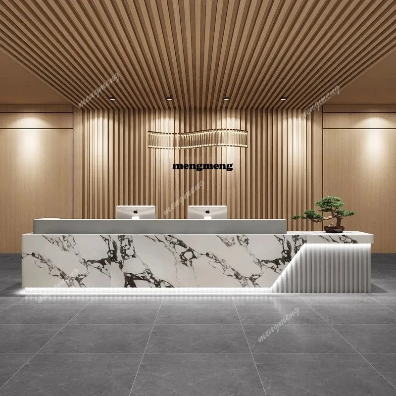 

F5822 Nordic Minimalist Company Reception Desks Modern Luxury Hotel Welcome Cashier Desks Beauty Salon Commercial Furniture