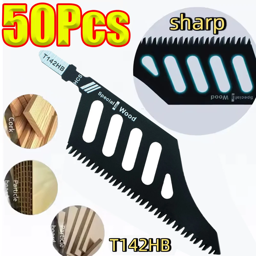 1-50Pcs T142HB Jigsaw Blade Precision Cutting Saw Blade Irregular Curve Saw Blade Scroll High Precision Wood Cutting Cut Tool