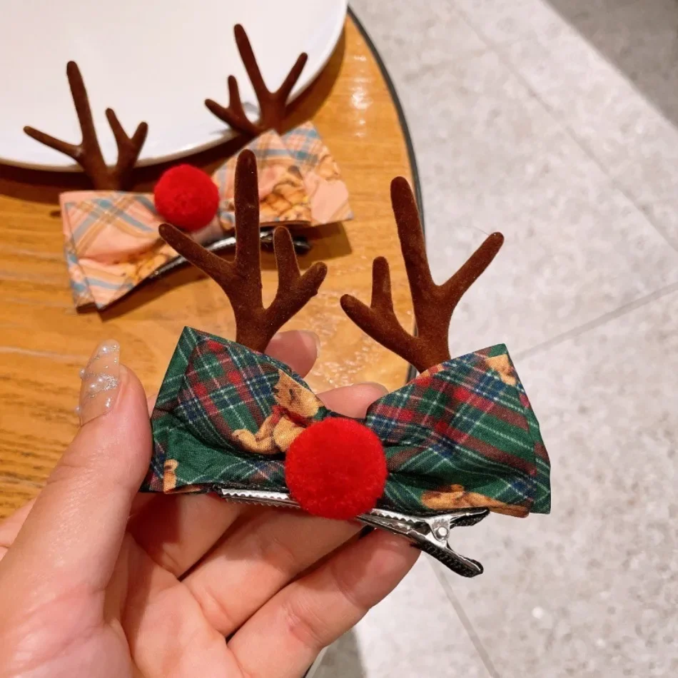 

Girls Elk Christmas Headgear Hairpin Children Holiday Photo Elk Snowman Hairpin New Female Forest Antlers Hair Accessories ZX07