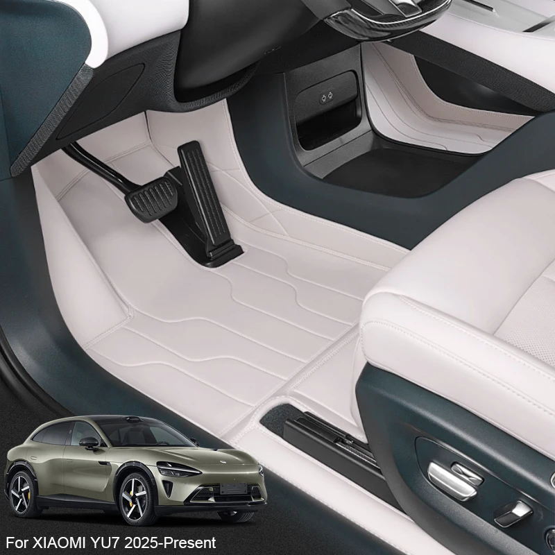Custom Nappa Leather Car Foot Protect Mat For XIAOMI YU7 2025 2026 -Present Anti-Slip Luxury Waterproof Floor Pad Auto Accessory