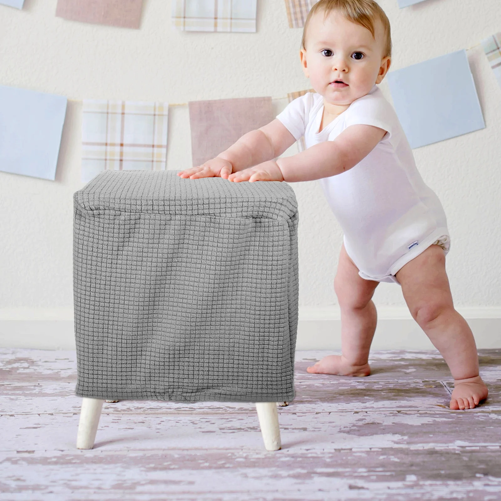 مقعد البراز استبدال مكعب مربع تمتد الصلبة مرنة مريحة مقاومة للبقع غطاء غبار حامي الأثاث أغطية الأغلفة #1