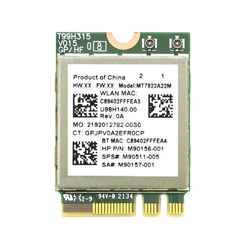 

LAN Card Used for MediaTek- Wi-Fi 6E MT7922 2400Mbps Wireless Card Bulit in Dual- IPEX MHF4 Antennas Tested Dropship