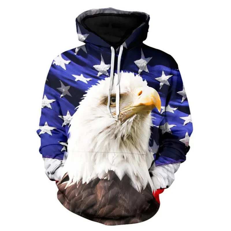 

Men Hooded USA Flag Eagle Graphic 3D Print Hoodies Pullover Fashion Sweatshirt Daily Casual Oversized Loose Hoody Men Clothing