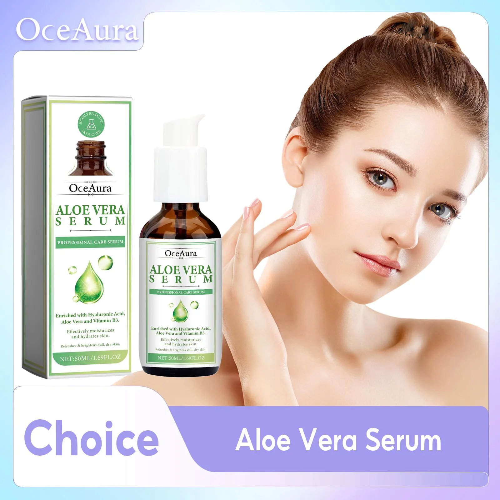 Moisturizing Aloe Vera Face Serum Fade Fine Lines Shrink Pores Improve Skin Drying Redness Hydrating Brightening Facial Essence