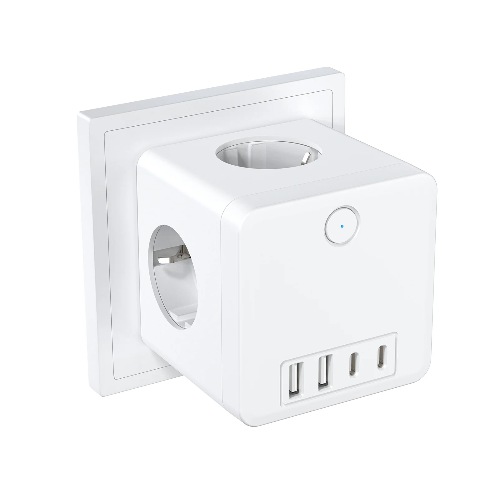 

Многофункциональная розетка для сверхбыстрой зарядки 8-в-1, главный переключатель управления 4AC+2USB-A+2USB-C, множественная защита безопасности