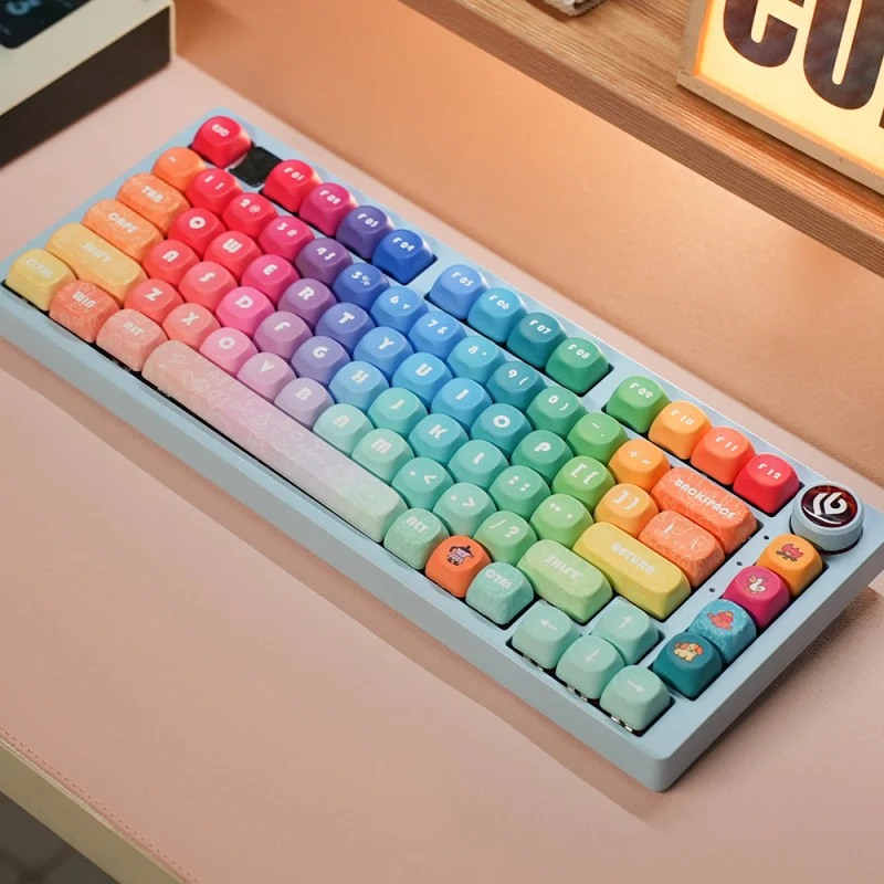 Gradient Rainbow PBT Keycaps Set,133 Keys Custom MOA Profile Key Cap Set For Mechanical Keyboard with MX Switches 60% 65% 75%