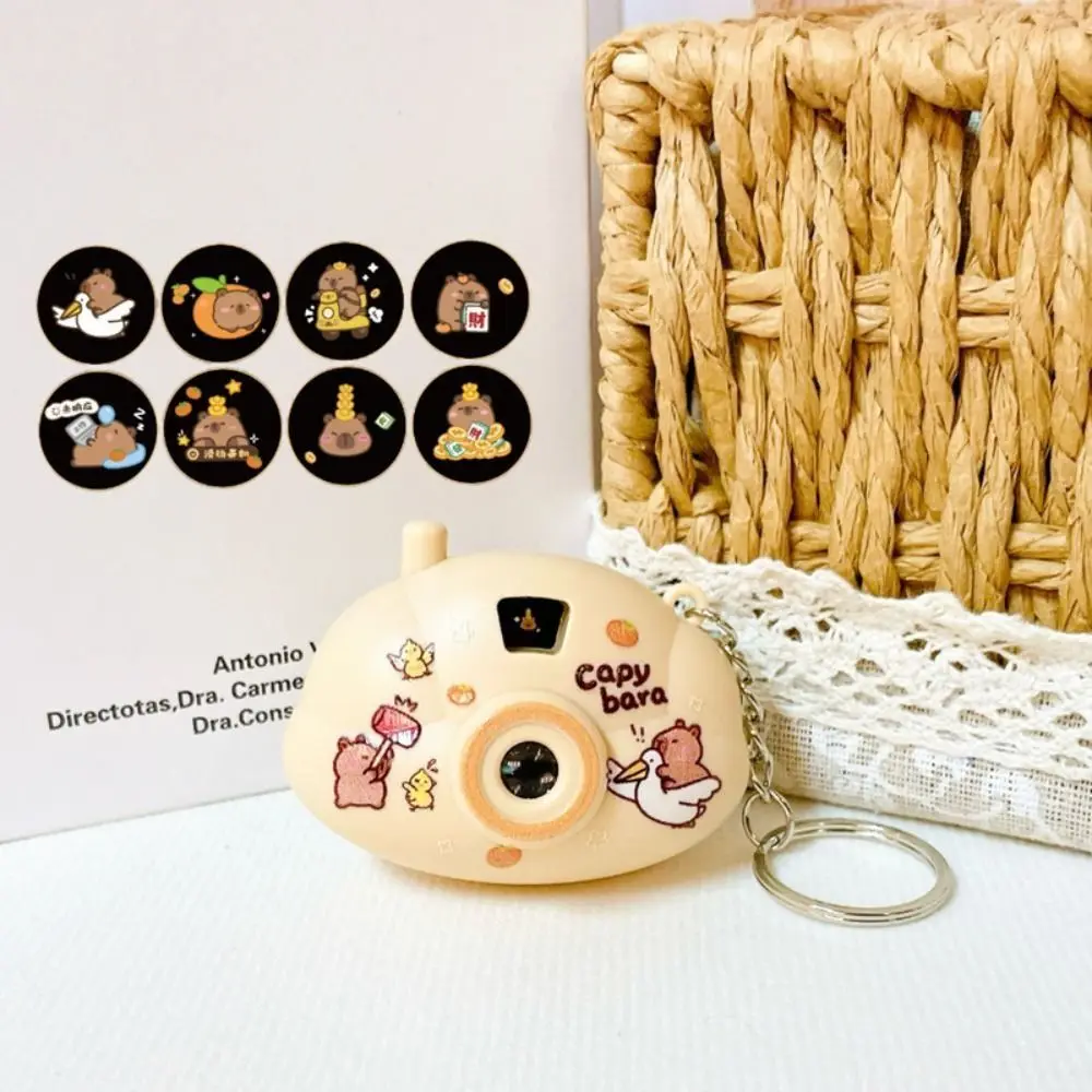 Collectible Keyring Capybara Projection Camera Keychain Light Up Creative Camera Keyring Cute Pendant Hanging Ornaments Teenager